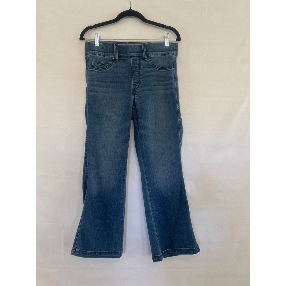 Spanx Ankle Flare Jeans Medium Wash Petite Medium Pull On Denim